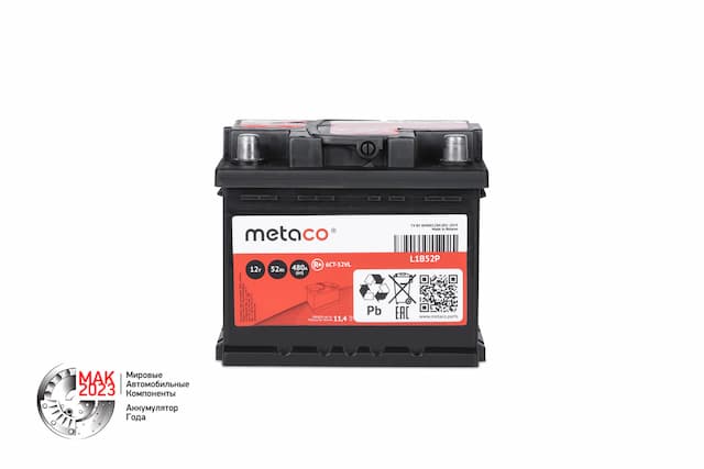 Аккумулятор (АКБ METACO 52АЧ 480 А 207х175х175 (R) ETN0)
